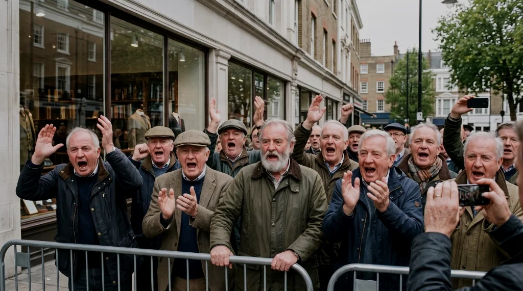 People over fifty out and about with smartphones in hand